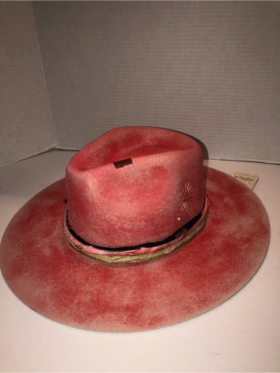 New Free People FP Pink Cami Washed Brim Embossed Jeweled Cowboy Western Hat main image 5